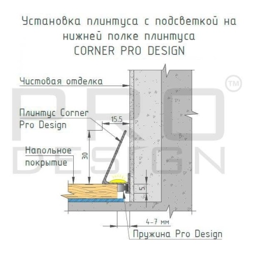 Плинтус Pro Design Corner 570 Анодированный коньяк