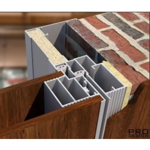 Алюминиевый короб для скрытых дверей PRO DESIGN DUO наружного открывания с двойным притвором